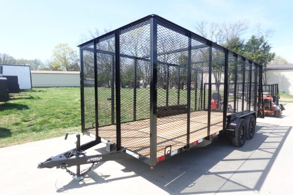 7' x 18' Tandem Straight Deck Utility Trailer 6ft Mesh Sides 7K GVWR - Image 3