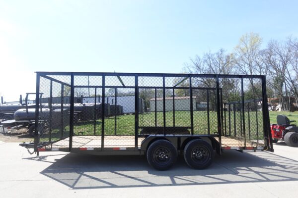 7' x 18' Tandem Straight Deck Utility Trailer 6ft Mesh Sides 7K GVWR - Image 4
