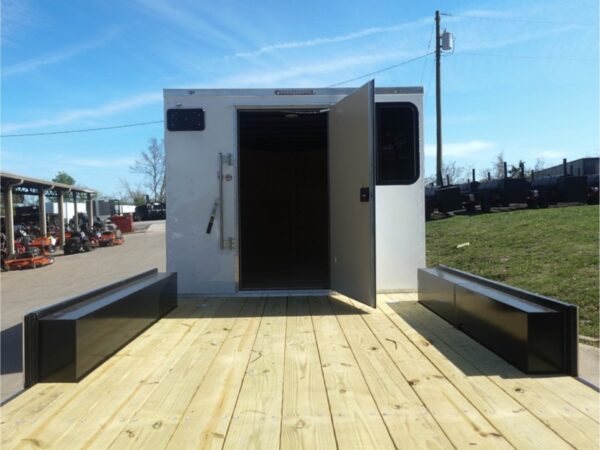 8.5x24 White Hybrid Enclosed V nose (2) 7K axles (2) 30x30 Windows No rails Pintle Hitch - Image 14