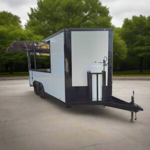 8.5' X 16' Concession Trailer White W/Black Trim Food Event Catering