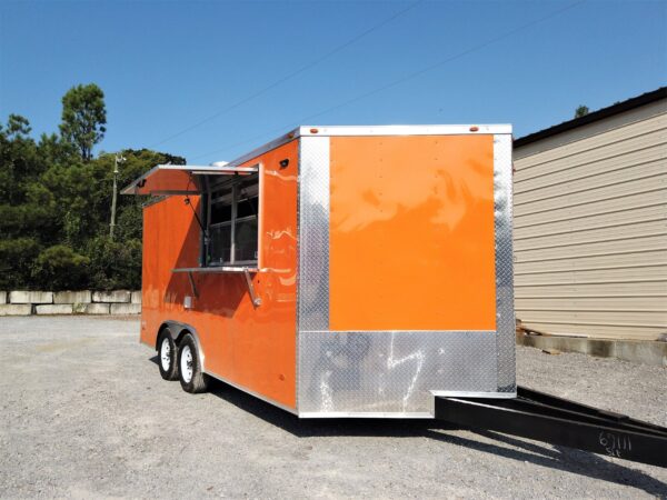 8.5' x 16' Orange Concession Food Trailer With Appliances - Image 15