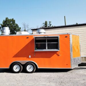 8.5' x 16' Orange Concession Food Trailer With Appliances