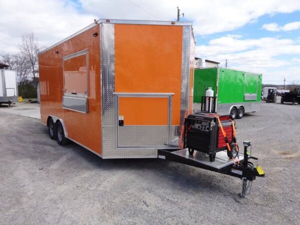 8.5' x 16' Orange Concession Food Trailer - Image 4