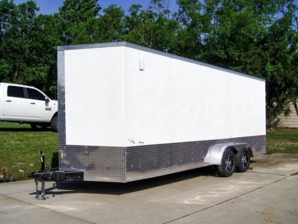 7x20 Enclosed Trailer White - Silver ATP Barn Door (2) 3500lb Axles - Image 2