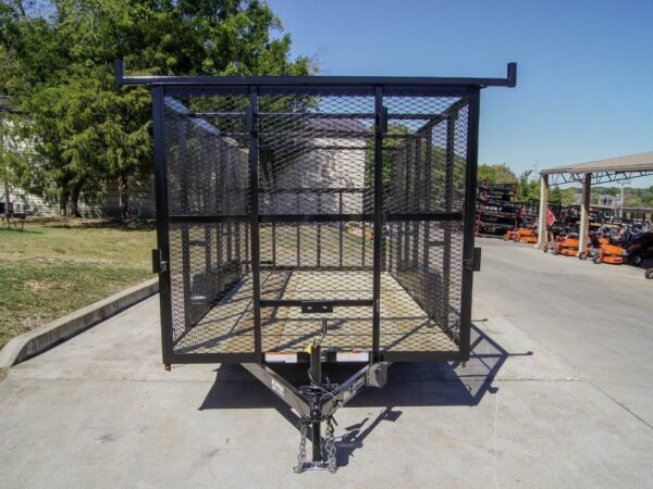 7x16 Tandem Straight Deck Utility Trailer with 6ft Mesh Sides and Ladder Racks - Image 2