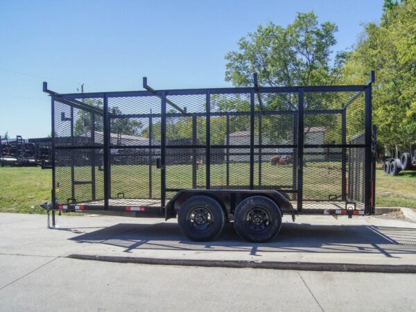 7x16 Tandem Straight Deck Utility Trailer with 6ft Mesh Sides and Ladder Racks - Image 4