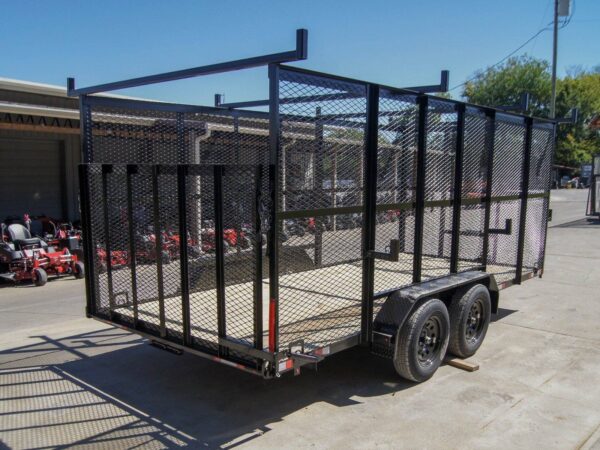 7x16 Tandem Straight Deck Utility Trailer with 6ft Mesh Sides and Ladder Racks - Image 7