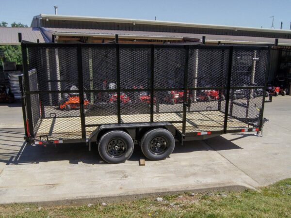 7x16 Tandem Straight Deck Utility Trailer with 6ft Mesh Sides and Ladder Racks - Image 8
