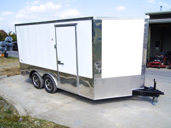 8.5x14 V-Nose Enclosed Trailer - Diamond Plate Floor Storage - Image 3