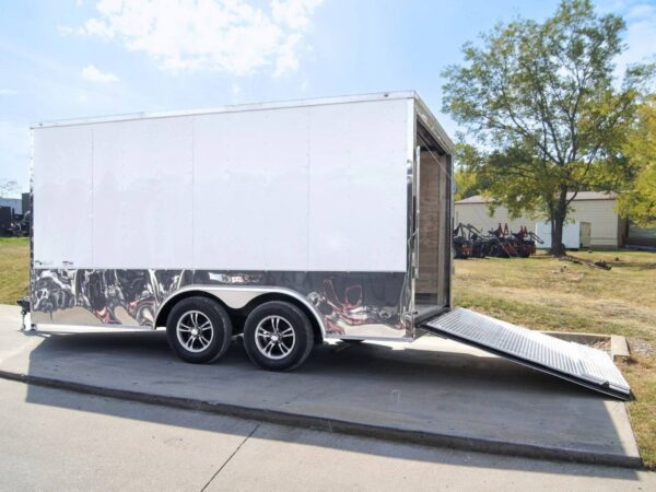 8.5x14 V-Nose Enclosed Trailer - Diamond Plate Floor Storage - Image 6