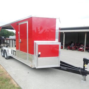 Enclosed Trailer 7' X 20' Red Hybrid Motorcycle Event With Roof