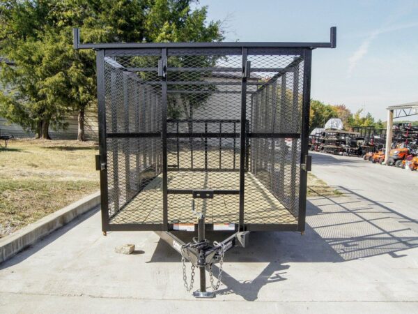 7x18 Tandem Straight Deck Utility Trailer 6ft Mesh Sides Ladder Racks - Image 2
