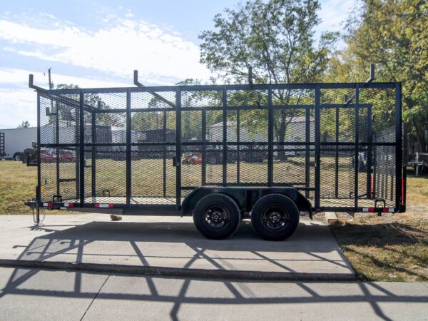 7x18 Tandem Straight Deck Utility Trailer 6ft Mesh Sides Ladder Racks - Image 3