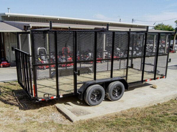 7x18 Tandem Straight Deck Utility Trailer 6ft Mesh Sides Ladder Racks - Image 6