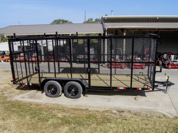 7x18 Tandem Straight Deck Utility Trailer 6ft Mesh Sides Ladder Racks - Image 7