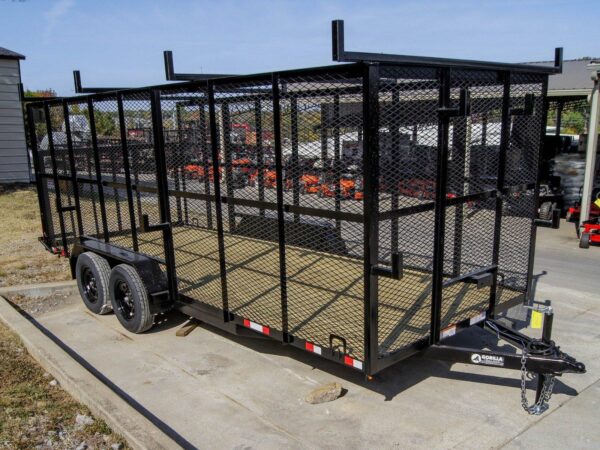 7x18 Tandem Straight Deck Utility Trailer 6ft Mesh Sides Ladder Racks - Image 8