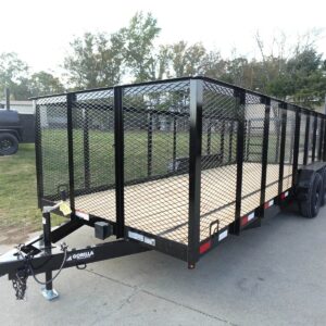 7x20 Heavy Duty Dovetail Utility Trailer 4ft Mesh Sides (2) 5,200lb Axles