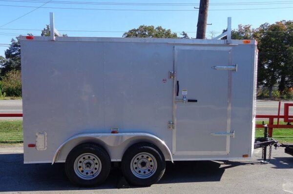 Enclosed Trailer 7'x12' Silver - ATV Cargo Construction Hauler Storage - Image 3