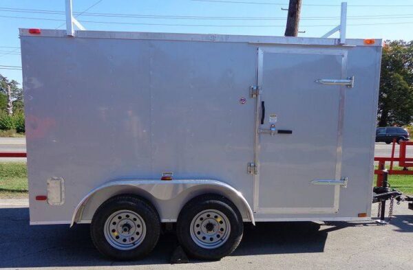 Enclosed Trailer 7'x12' Silver - ATV Cargo Construction Hauler Storage - Image 4