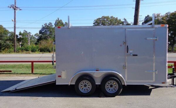 Enclosed Trailer 7'x12' Silver - ATV Cargo Construction Hauler Storage - Image 2