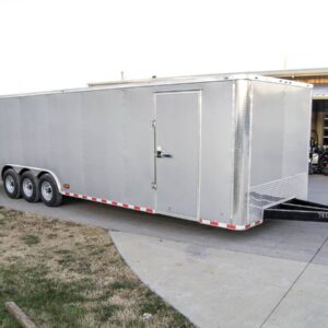 8.5 x 32 Silver Flat Nose Enclosed Trailer with (3) 7K Axles