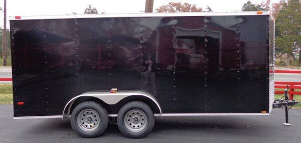 Enclosed Trailer 6'x16' Black - V-Nose Cargo Equipment Car ATV Storage - Image 4