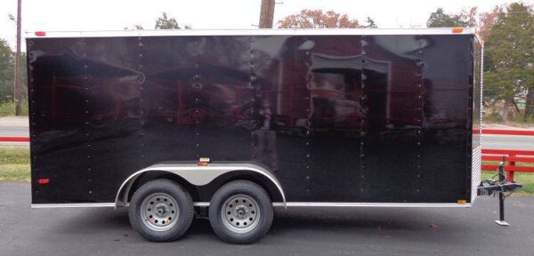Enclosed Trailer 6'x16' Black - V-Nose Cargo Equipment Car ATV Storage - Image 3