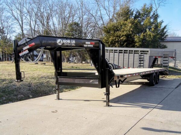 8.5x30 IBeam Gooseneck Deckover Trailer (2) 7K Axles Stand-Up Ramps - Image 3