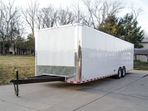 8.5x28 Flat Nose White Enclosed Trailer (2) 5,200lb Axles Cargo Storage - Image 2