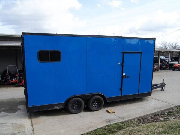 8.5x18 Blue V-Nose Slant Top Enclosed Trailer with Blackout Package - Image 6