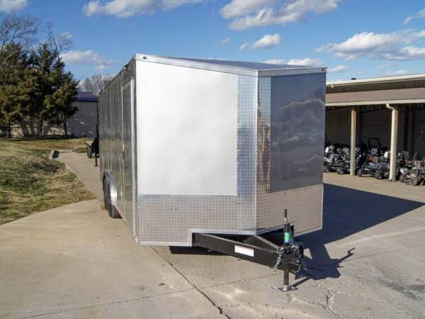 8.5x20 Silver V-Nose Slant Top Enclosed Trailer (2) 5200lb Axles - Image 3