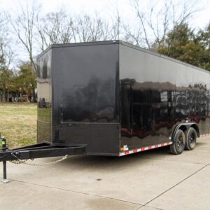 8.5x18 Black V-Nose Enclosed Trailer with Extended Tongue and Blackout Package (2) 3,500lb Axles