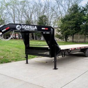 8.5x25 IBeam Gooseneck Straight Deckover Trailer (2) 7K Axles Slide Ramps