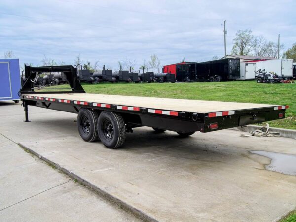 8.5x25 IBeam Gooseneck Straight Deckover Trailer (2) 7K Axles Slide Ramps - Image 4
