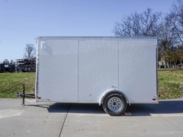 Enclosed Trailer 6' X 12' White V-Nose 3,500 lb. Axle Polycore Side Storage - Image 3