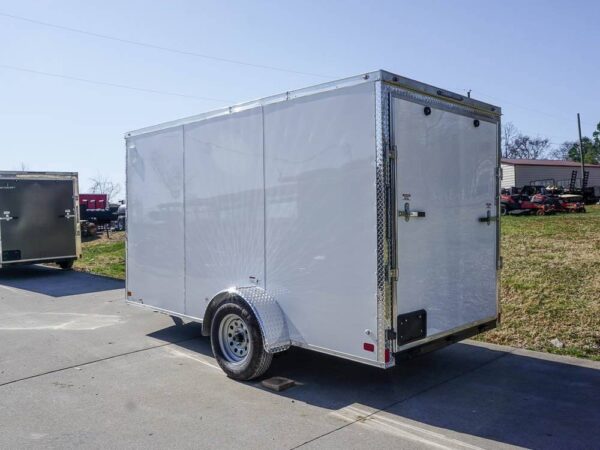 Enclosed Trailer 6' X 12' White V-Nose 3,500 lb. Axle Polycore Side Storage - Image 5
