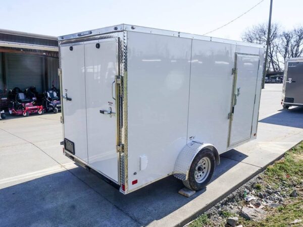Enclosed Trailer 6' X 12' White V-Nose 3,500 lb. Axle Polycore Side Storage - Image 7