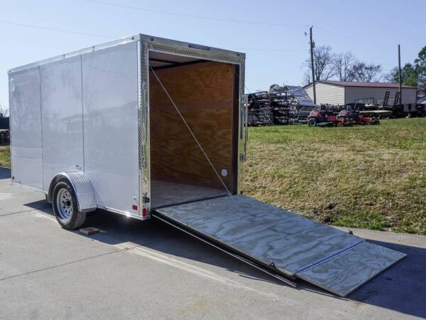 Enclosed Trailer 6' X 12' White V-Nose 3,500 lb. Axle Polycore Side Storage - Image 8