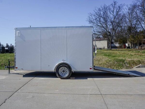 Enclosed Trailer 6' X 12' White V-Nose 3,500 lb. Axle Polycore Side Storage - Image 9