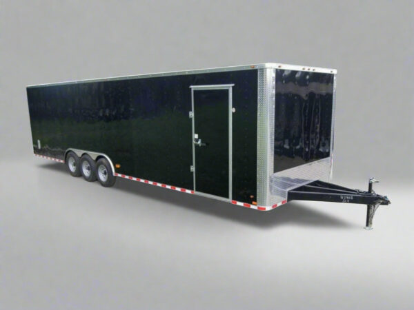 8.5x32 Flat Nose Black Enclosed Trailer With rear Gate and side door (3) 7K Axles 21k GVWR