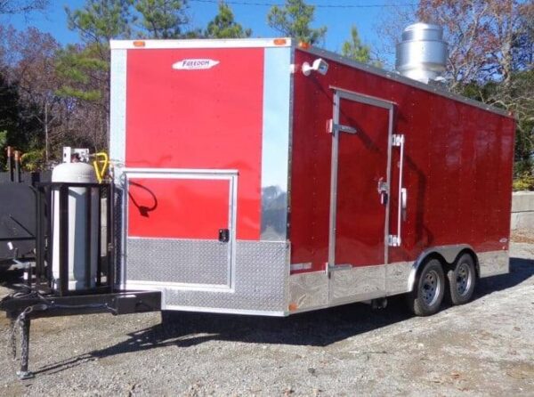 8.5' x 16' Red Catering Event Concession Food Trailer - Image 33