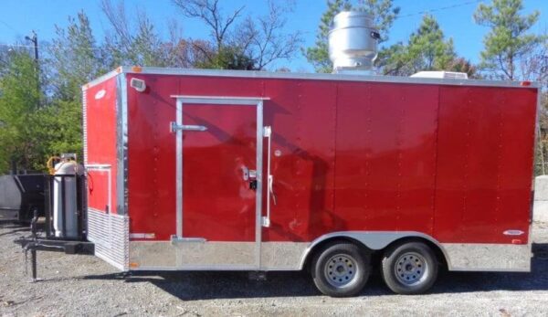 8.5' x 16' Red Catering Event Concession Food Trailer - Image 11