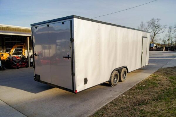 8.5x24 Silver V-Nose Enclosed Trailer Blackout Pkg (2) 5,200lb Axles - Image 9