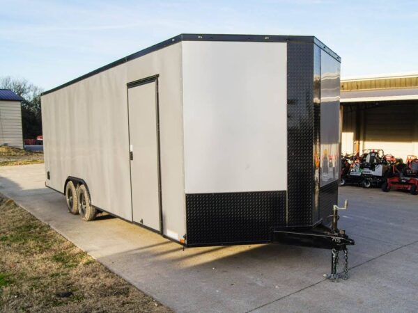 8.5x24 Silver V-Nose Enclosed Trailer Blackout Pkg (2) 5,200lb Axles - Image 5