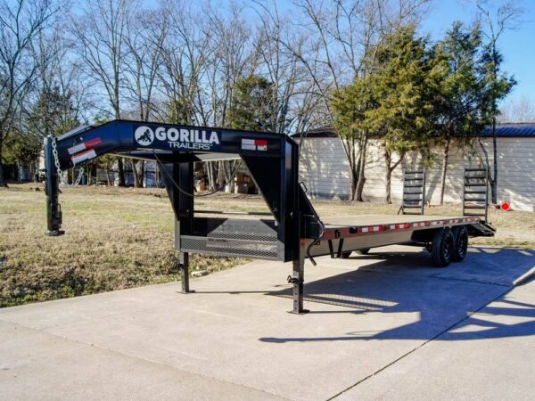 8.5x25 IBeam Gooseneck Deckover Trailer (2) 7K Axles Stand-Up Ramps - Image 3