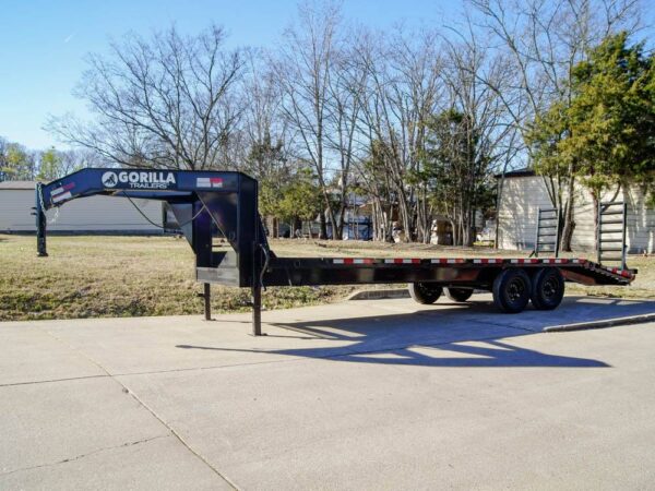 8.5x25 IBeam Gooseneck Deckover Trailer (2) 7K Axles Stand-Up Ramps - Image 4