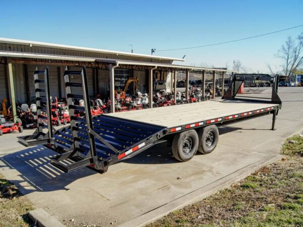 8.5x25 IBeam Gooseneck Deckover Trailer (2) 7K Axles Stand-Up Ramps - Image 6