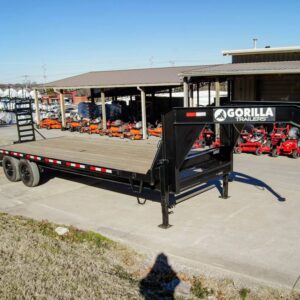 8.5x25 IBeam Gooseneck Deckover Trailer (2) 7K Axles Stand-Up Ramps