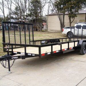 7x20 Powder Coated Straight Deck Utility Trailer with Side Gate (2) 3,500lb Axles