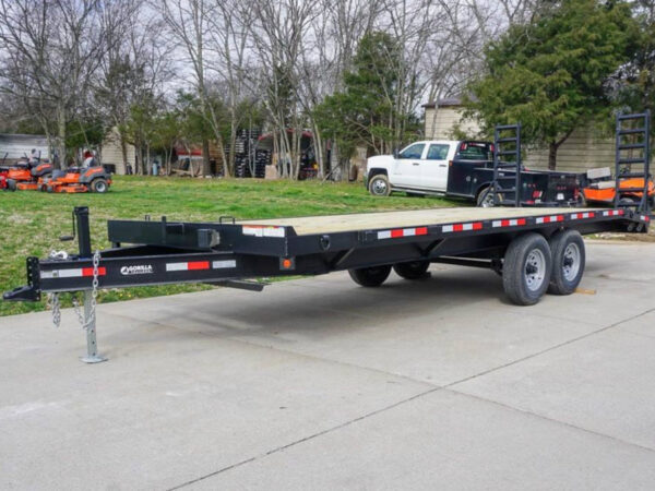 8.5x22 I-Beam Deckover Trailer (2) 7K Axles Stand-Up Ramps 14k GVWR